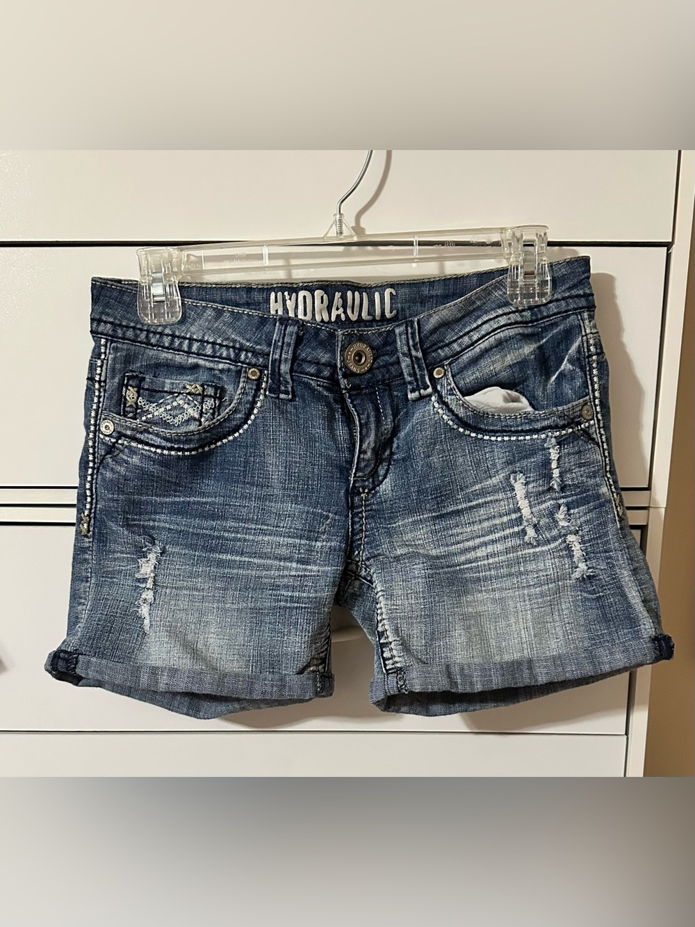 Hydraulic Women's Washed Blue Denim Shorts